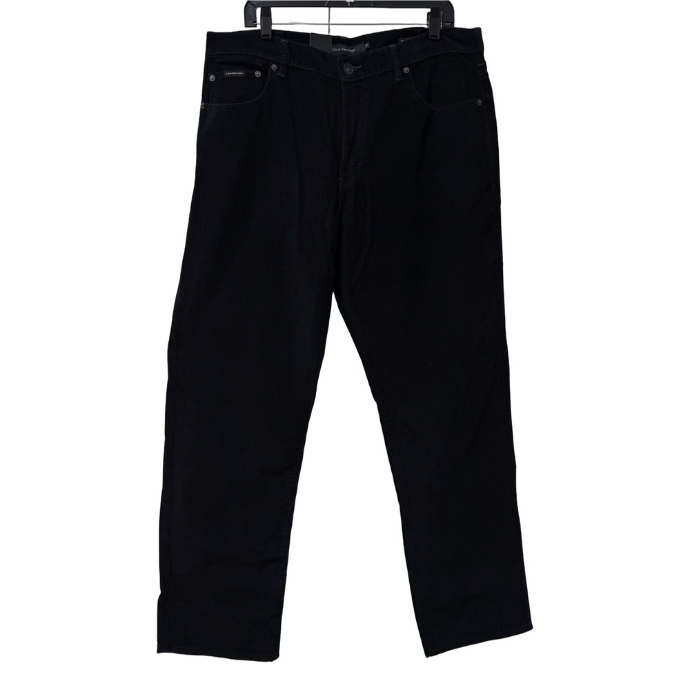 Calvin Klein Mens Relaxed Straight Leg Corduroy Pant 38x32 Black Office Academia